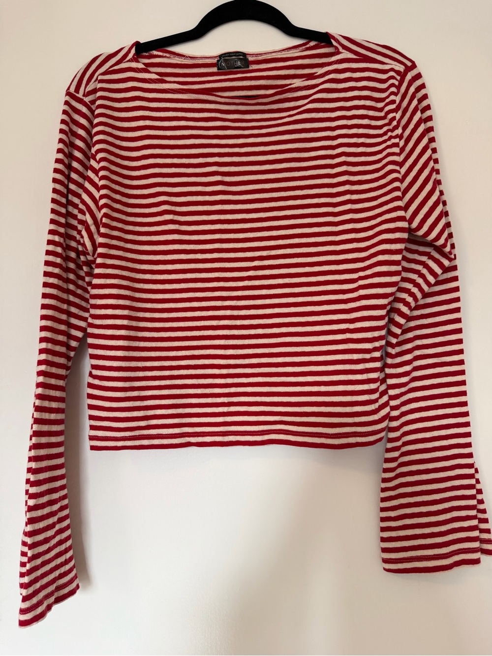 Red and white striped long sleeve top